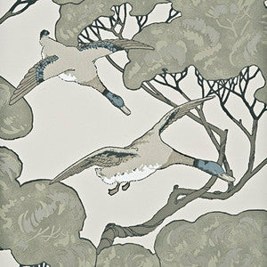 Mulberry Wallpaper Flying Ducks Silver/Taupe