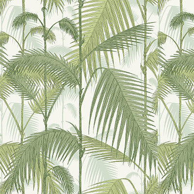 Cole & Son Fabric Palm Jungle Olv Grn On Wht