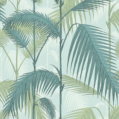 Cole & Son Wallpaper Palm Jungle Print Room Blue/Mint
