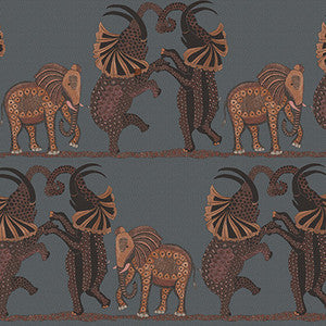 Cole & Son Wallpaper Safari Dance Charcoal & Reds