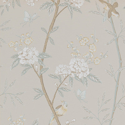 G P & J Baker Wallpaper Peony & Blossom Soft Aqua