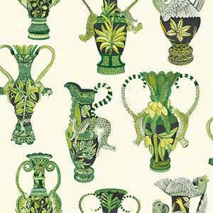 Cole & Son Wallpaper Khulu Vases Green & White