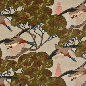 Mulberry Fabric Flying Ducks Velvet Sky