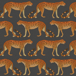 Cole & Son Wallpaper Leopard Walk Charcoal & Orange