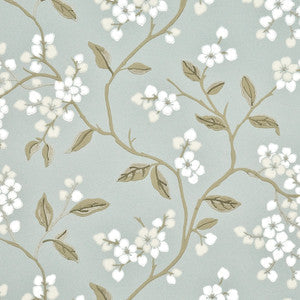 G P & J Baker Wallpaper Apple Blossom Aqua/Gilver