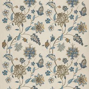 G P & J Baker Fabric Baker'S Indienne Embroidery Soft Blue