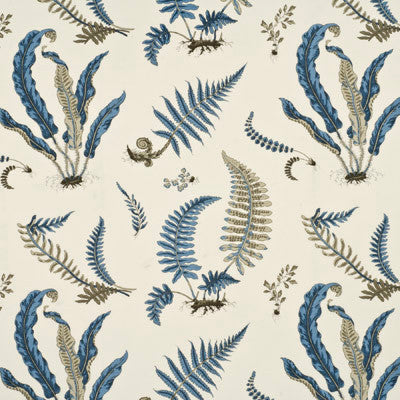 G P & J Baker Fabric Ferns Indigo/White