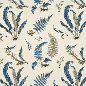 G P & J Baker Fabric Ferns Indigo/White