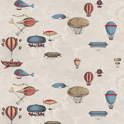 Cole & Son Wallpaper Macchine Volanti Stone/Rouge/Blue
