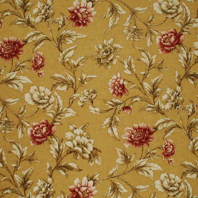 Mulberry Fabric Gilded Peony Sand/Red