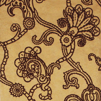 Mulberry Wallpaper Marquise Damask Flock Gold/Plum