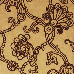 Mulberry Wallpaper Marquise Damask Flock Gold/Plum