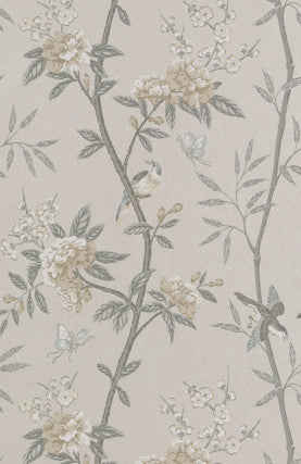 G P & J Baker Wallpaper Peony & Blossom Dove/Silver
