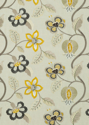 G P & J Baker Fabric Elvaston Graphite/Citron