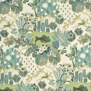 Mulberry Fabric Glendale Teal/Leaf