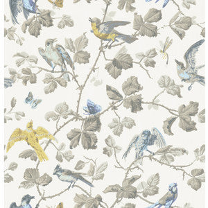 Cole & Son Wallpaper Winter Birds Yellow & Grey