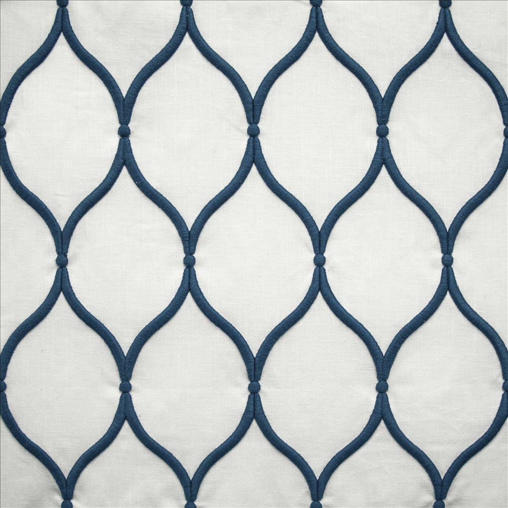 Ashbury Ogee Navy  by Kasmir Designer Fabric 1458 55% Cotton
40% Polyester
5% Linen
 INDIA 50,000 Wyzenbeek Double Rubs Horizontal: 4 inches and Vertical: 7 6/8 inches 54  - Swanky Fabrics -