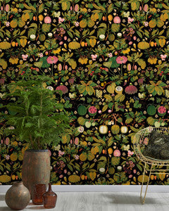 Mind the Gap Wallpaper Mind The Gap   ASIAN FRUITS AND FLOWERS Anthracite   (WP20314)