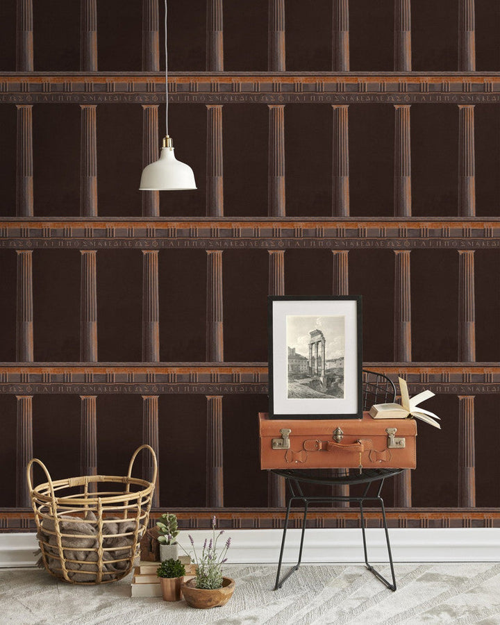 Mind The Gap Wallpaper ATHENA Copper (WP20213) | WP20213 | PREMIUM DESIGNER WALLPAPER COLLECTION | 3 rolls x 20.5 x 118.1 in | 0.52m / 20.5in | 3m / 118in | 4.65mp | 60cm / 23.6in | Black, Brown | Non-woven | 3-rolls in a box | Fabric Carolina | https://www.fabriccarolina.com/