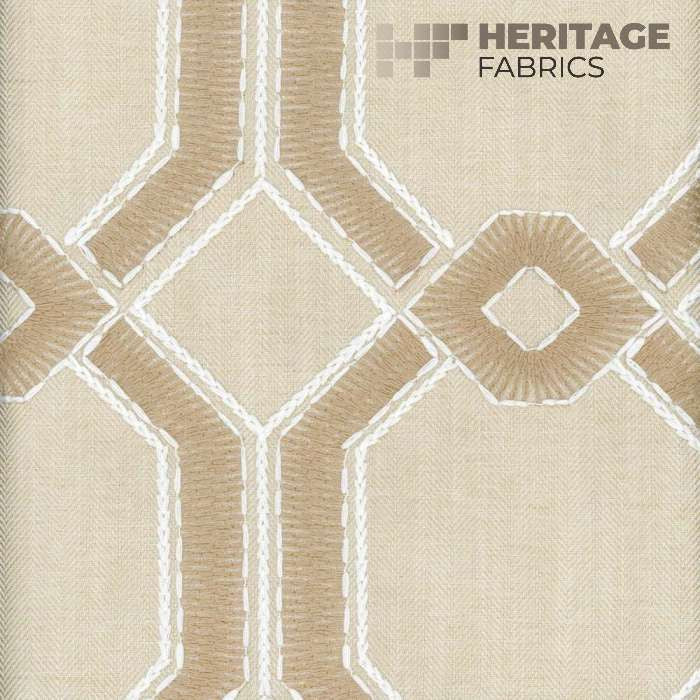 Avignon Parchment by Heritage Designer Fabric - 100% Polyester India 15,000 Horizontal: 6.75" and Vertical: 6.5" 54" - Swanky Fabrics -