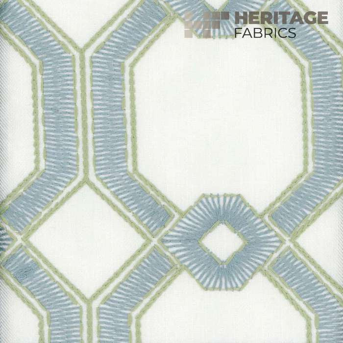 Avignon Seaglass by Heritage Designer Fabric - 100% Polyester India 15,000 Horizontal: 6.75" and Vertical: 6.5" 54" - Swanky Fabrics -
