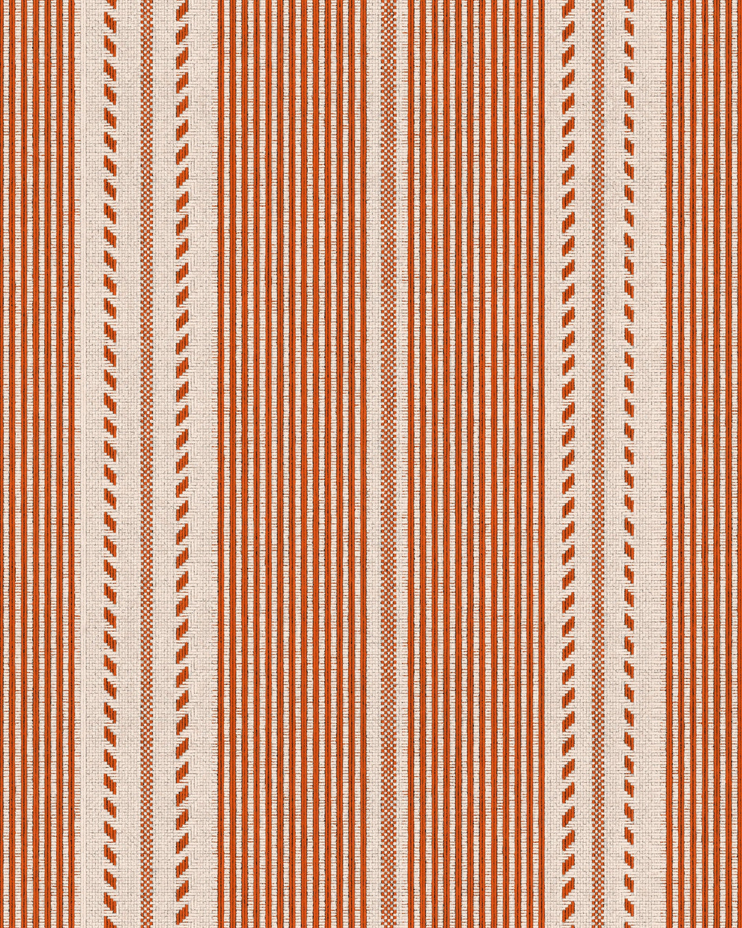 BERBER STRIPES Rouge Wallpaper (WP20756) by Mind The Gap | WP20756 | TALES OF MAGHREB | 1 roll x 52x900 cm / 20.47x354.33in | 0.52m / 20.5in | 9m / 354in | 4.68sqm / 50sq ft | 52cm / 20.5in | Taupe, Orange | Non-woven Textured | Paste the wall | 1-roll in a box | Fabric Carolina | https://www.fabriccarolina.com/