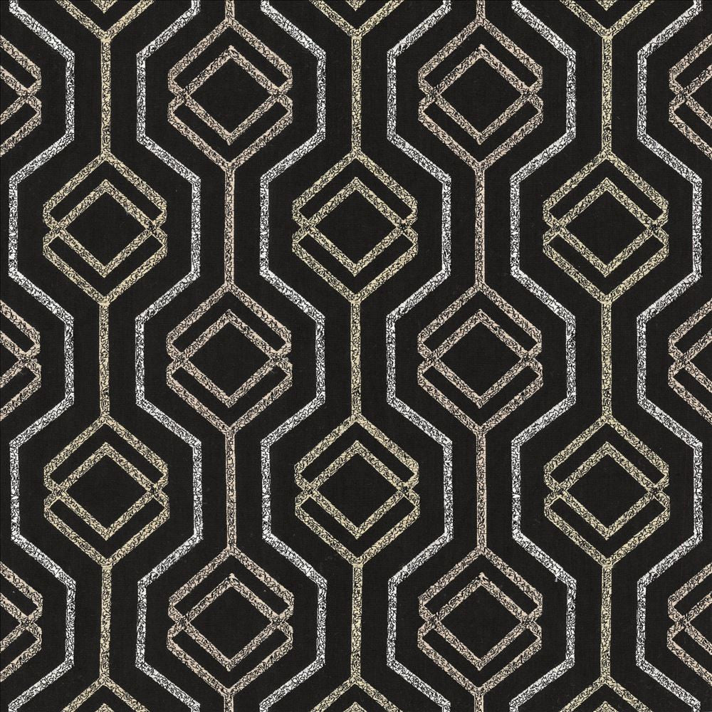 Babonneau Black by Kasmir Designer Fabric 1470 54% Polyester
42% Cotton
4% Linen
 INDIA 27,000 Wyzenbeek Double Rubs </p><p>Repeat: Horizontal: 6 3/8 inches and Vertical: 6 2/8 inches 54 - Swanky Fabrics -