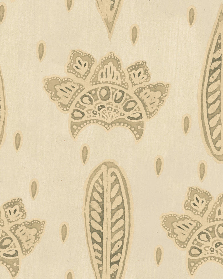 Bethel Batik Antique White Wallpaper by Mind the Gap Designer Wallpaper WOODSTOCK '69 LIFESTYLE COLLECTION Satin Matte Made in Europe Paste the wall 1 roll x 20.5 x 10.9 yards - Swanky Fabrics -