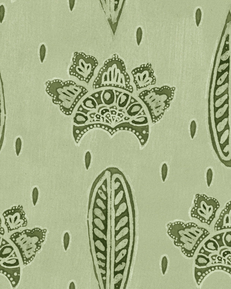 Mind The Gap Wallpaper BETHEL BATIK Smoke Green Wallpaper (WP30077) | WP30077 | WOODSTOCK '69 LIFESTYLE COLLECTION | 1 roll x 20.5 x 393.7 in | 0.52m / 20.5in | 10m / 393.7in | 5.20mp | 60cm / 23.7in | Dark Green, Light Green | Satin Matte | Paste the wall | 1-roll in a box | Fabric Carolina | https://www.fabriccarolina.com/