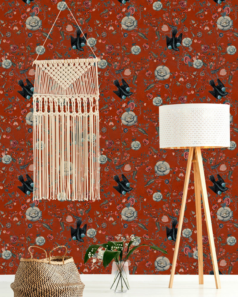 Black Bird Wallpaper by Mind the Gap Designer Wallpaper THE WALLPAPER COLLECTABLES Textured Matte Made in Europe Paste the wall 3 rolls x 20.5 x 3.25 yards - Swanky Fabrics -
