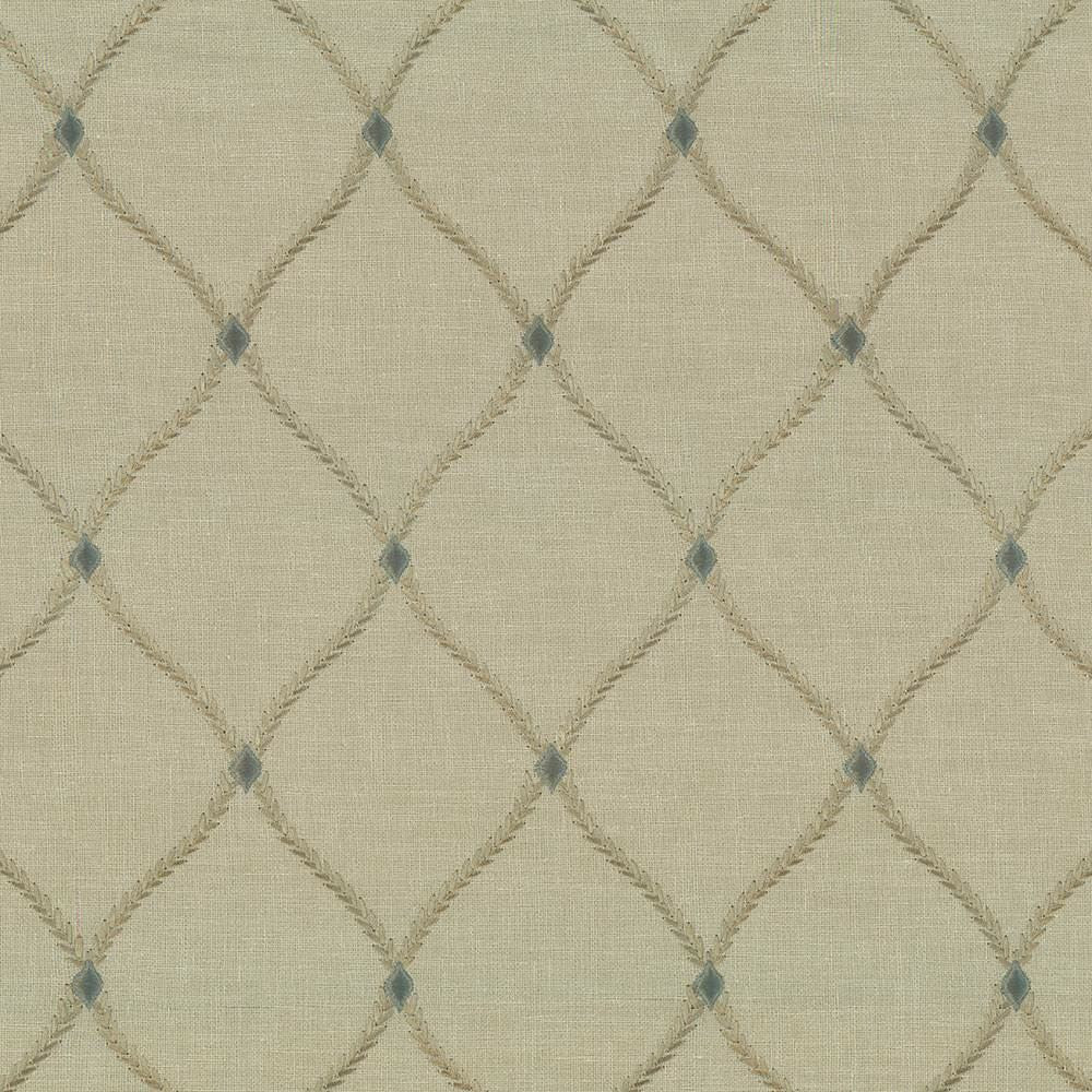 Bluffton Dew by Kasmir Designer Fabric 1442 100% Polyester Embroidery 100% Rayon INDIA 15,000 Wyzenbeek Double Rubs Horizontal: 4 2/8 inches and Vertical: 6 1/8 inches 51 - 55 - Swanky Fabrics -