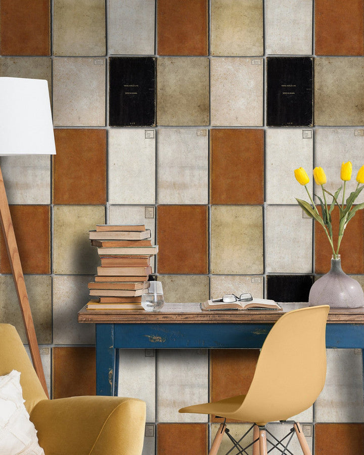 Book Covers Premium Wallpaper by Mind the Gap Designer Wallpaper WALLPAPER DESIGNER COLLECTION Non-woven Made in Europe Paste the wall 3 rolls x 20.5 x 3.25 yards - Swanky Fabrics -