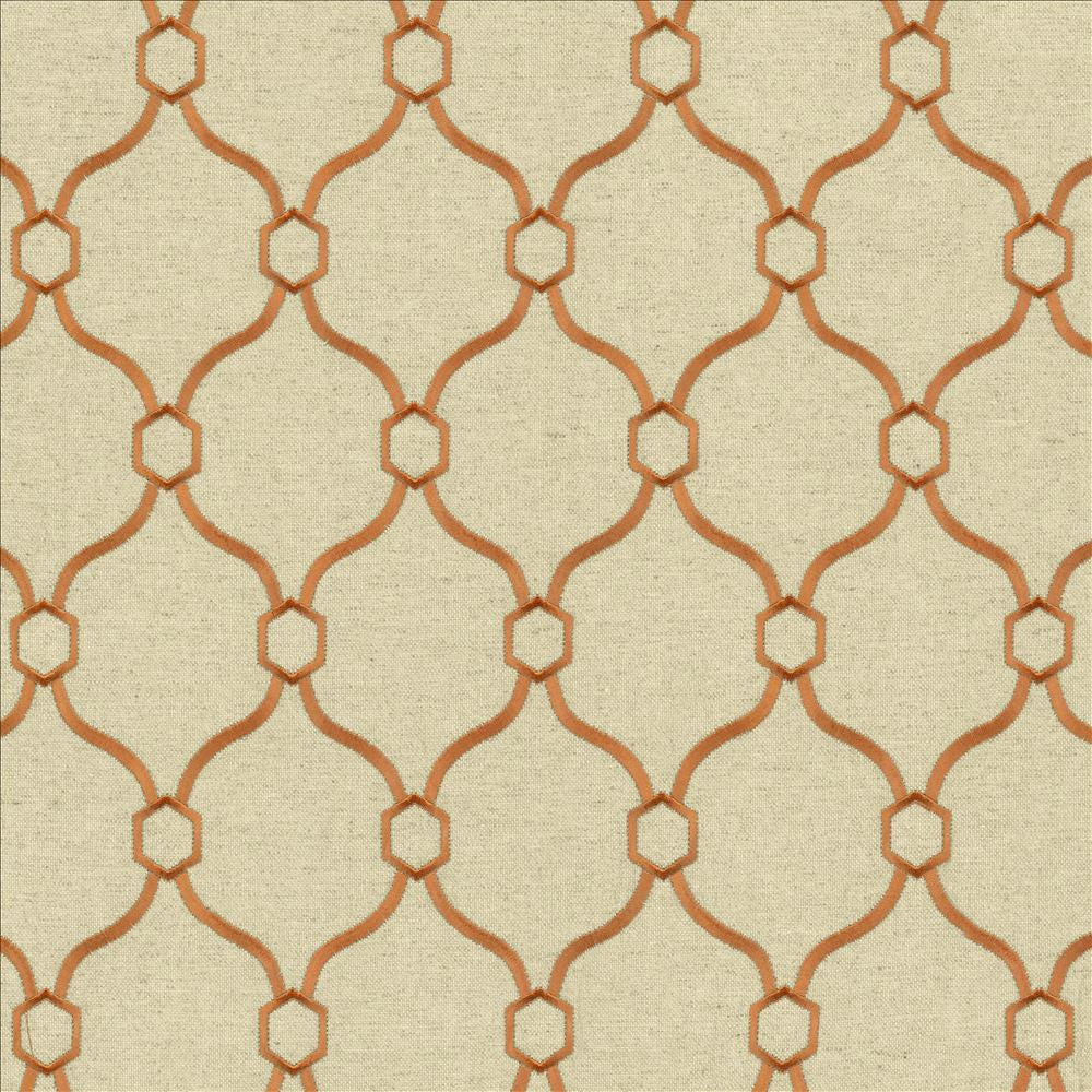 Braxton Copper by Kasmir Designer Fabric 5121 32% Viscose
30% Polyester
26% Linen
12% Rayon
 CHINA 60,000 Wyzenbeek Double Rubs </p><p>Repeat: Horizontal: 3 6/8 inches and Vertical: 5 inches 54 - Swanky Fabrics -