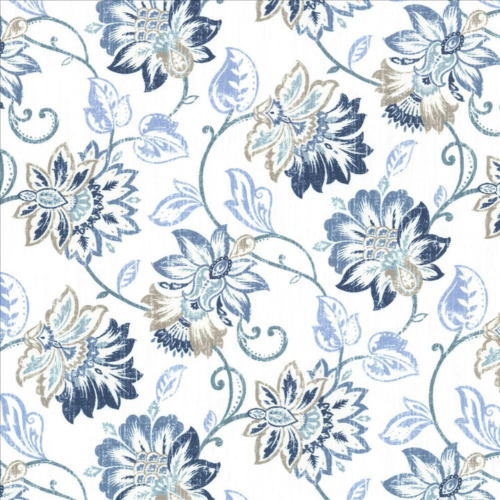 Brookmere Blue by Kasmir Designer Fabric 5081 100% Cotton INDIA 3,000 Wyzenbeek Double Rubs Horizontal: 18 inches and Vertical: 18 2/8 inches 54 - Swanky Fabrics -