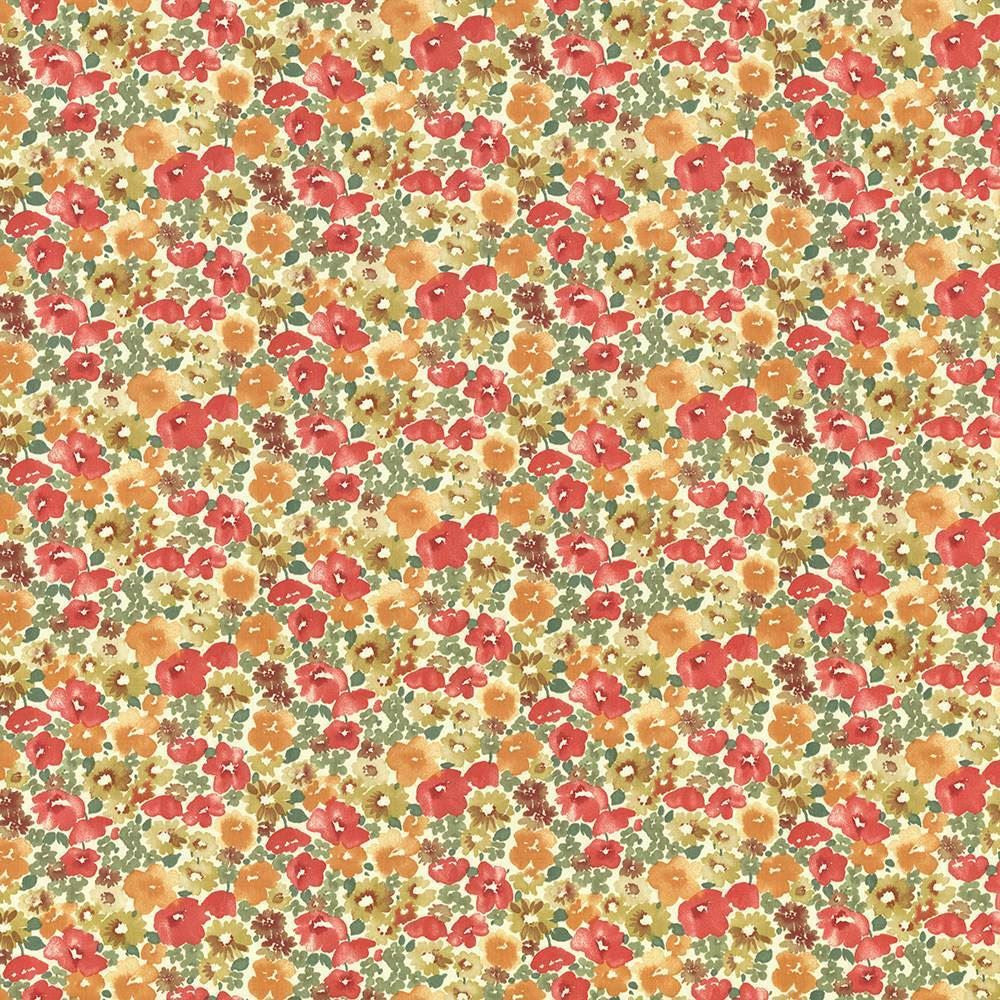 Carillon Garden Poppy by Kasmir Designer Fabric 5064 100% Cotton USA 42,000 Wyzenbeek Double Rubs Horizontal: 18 inches and Vertical: 9 inches 54 - Swanky Fabrics -