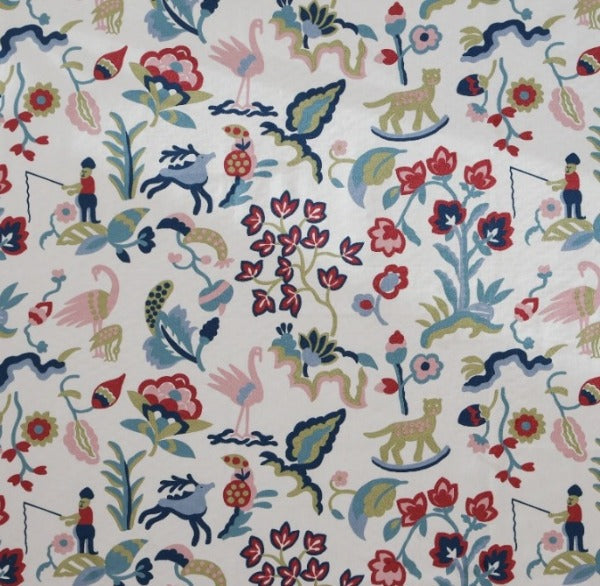 Roth & Tompkins Fabric Carousel Teal-raspberry