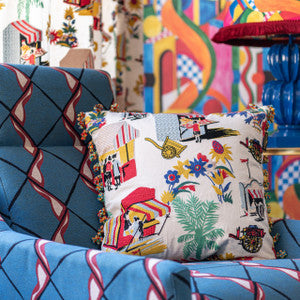 Mind the Gap Pillow Mind The Gap CARRETTO DEL CIBO Embroidered Cushion (LC40257)