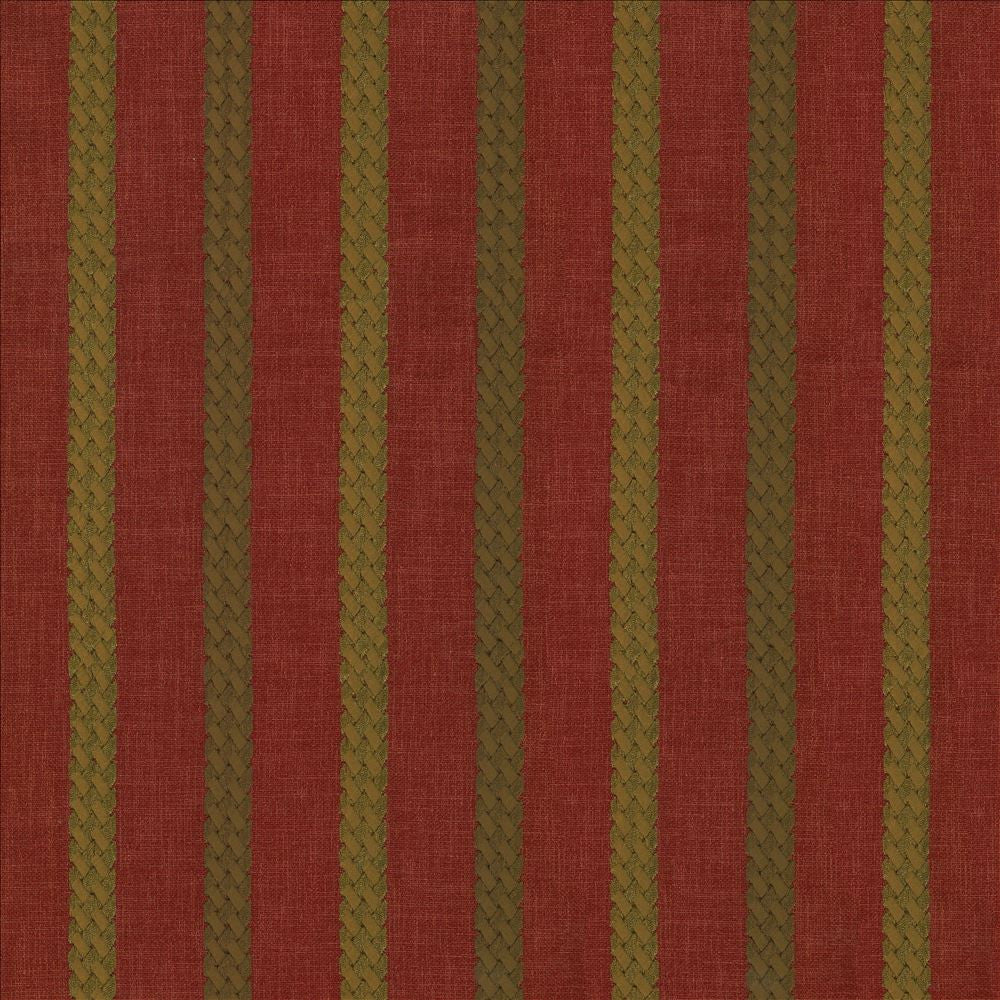 Celtic Stripe Crimson by Kasmir Designer Fabric 1443 100% Polyester Embroidery 100% Rayon INDIA 25,000 Wyzenbeek Double Rubs Horizontal: 4 2/8 inches and Vertical: 4/8 inches 54 - 55 - Swanky Fabrics -