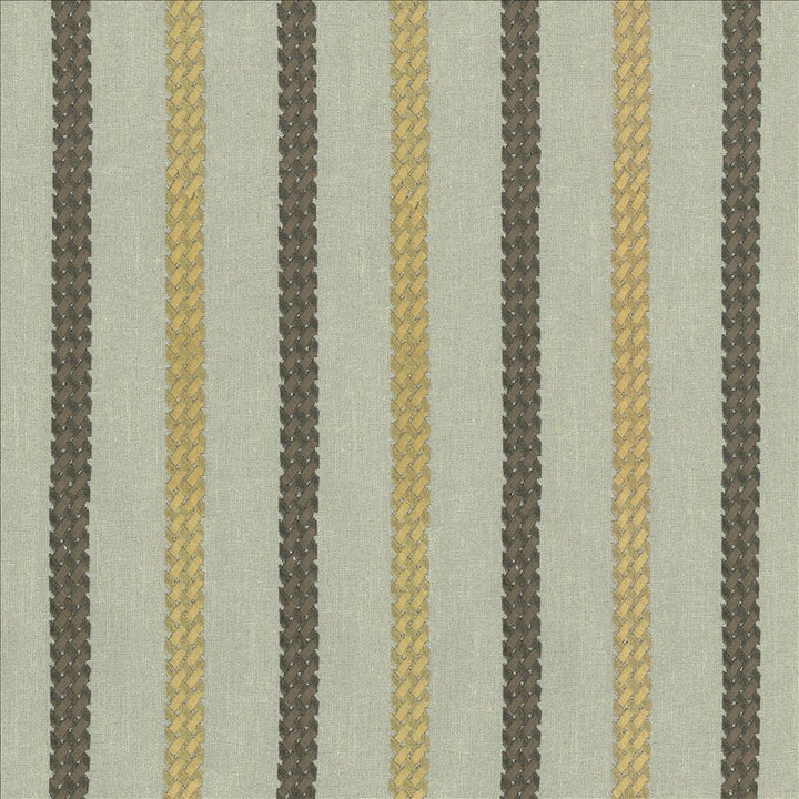 Celtic Stripe Porcelain by Kasmir Designer Fabric 1443 100% Polyester Embroidery 100% Rayon INDIA 25,000 Wyzenbeek Double Rubs Horizontal: 4 2/8 inches and Vertical: 4/8 inches 54 - 55 - Swanky Fabrics -