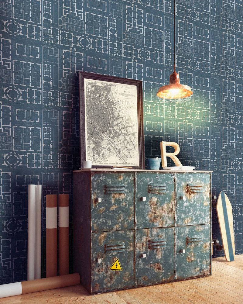 Mind The Gap Wallpaper CHATEAU Bleu Wallpaper (WP20026) | WP20026 | WALLPAPER DESIGNER COLLECTION | 3 rolls x 20.5 x 118.1 in | 0.52m / 20.5in | 3m / 118in | 4.65mp | 52cm / 20.5in | Blue, White | Non-woven | Paste the wall | 3-rolls in a box | Fabric Carolina | https://www.fabriccarolina.com/