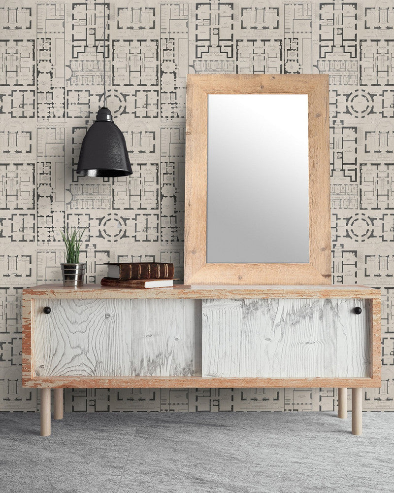 Mind The Gap Wallpaper CHATEAU Taupe Premium Wallpaper (WP20024) | WP20024 | WALLPAPER DESIGNER COLLECTION | 3 rolls x 20.5 x 118.1 in | 0.52m / 20.5in | 3m / 118in | 4.65mp | 52cm / 20.5in | Black, Taupe | Non-woven | Paste the wall | 3-rolls in a box | Fabric Carolina | https://www.fabriccarolina.com/