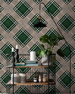Mind the Gap Wallpaper Mind The Gap   CHECKERED PATCHWORK British Green   (WP20389)