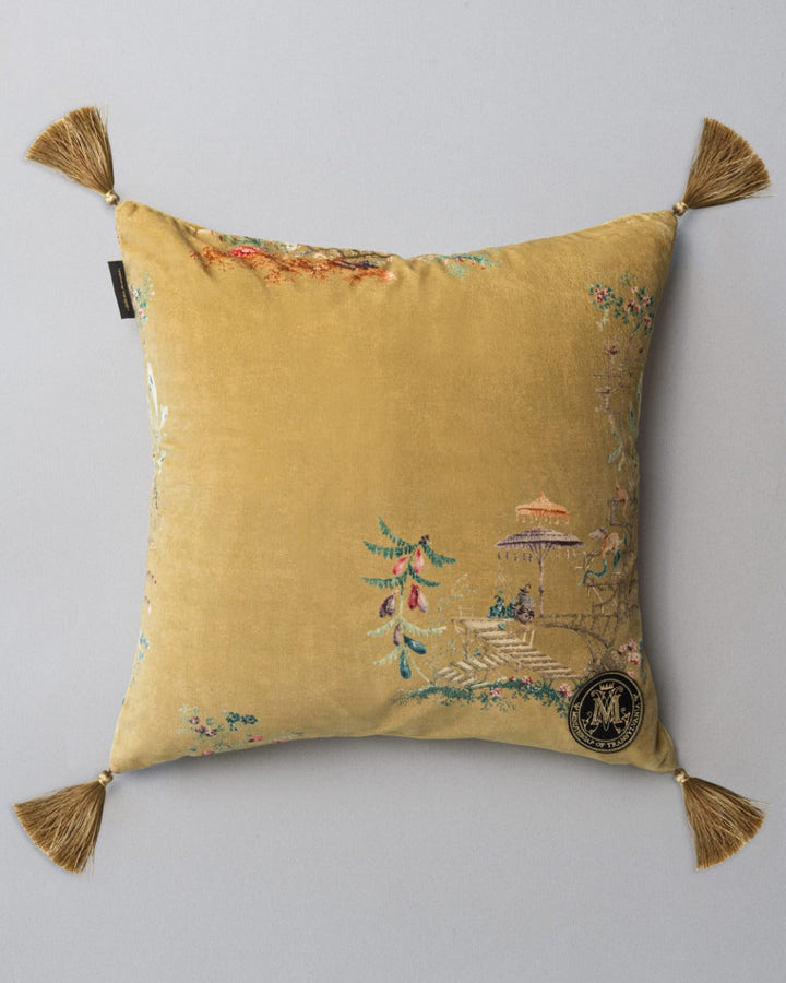 Chinoiserie velvet pillow by Mind the Gap (LC40054), front