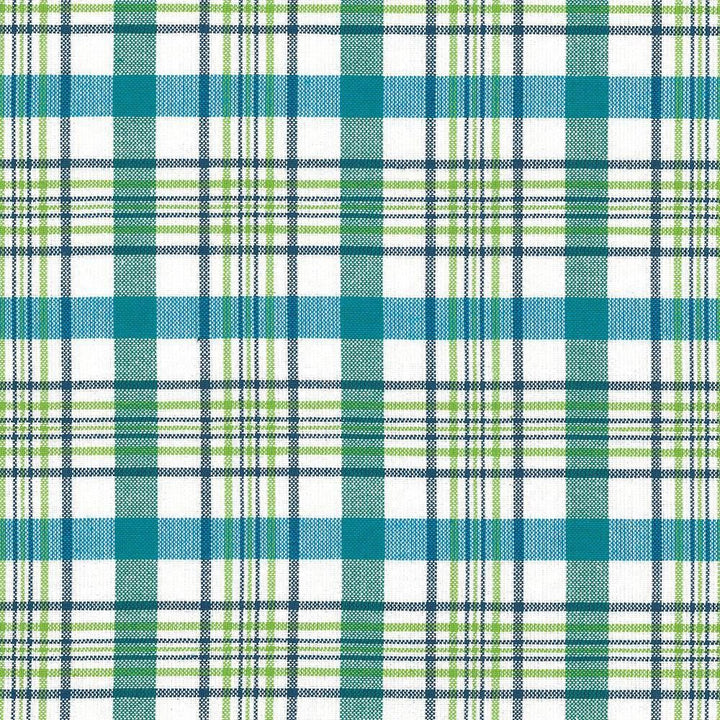 Cicero Plaid Isle Waters by Kasmir Designer Fabric 5072 100% Cotton INDIA 30,000 Wyzenbeek Double Rubs Horizontal: 3 inches and Vertical: 3 inches 54 - Swanky Fabrics -