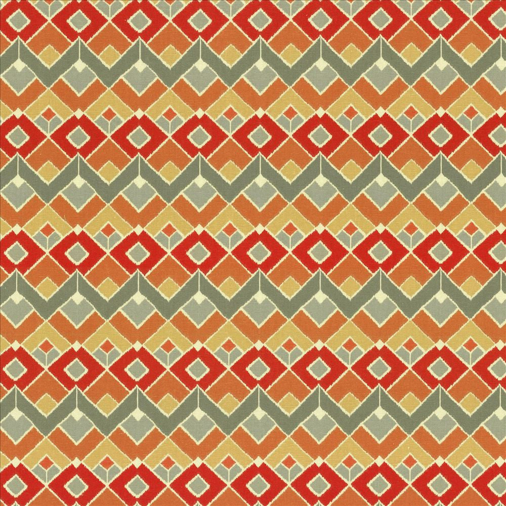 Clooney Blaze by Kasmir Designer Fabric 5086 100% Cotton
 TURKMENISTAN </p><p>Repeat: Horizontal: 2 4/8 inches and Vertical: 4 4/8 inches 54 - 55 - Swanky Fabrics -