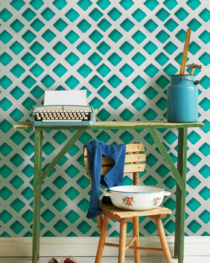 Mind The Gap Wallpaper CONCRETE PATCH Turquoise Premium Wallpaper (WP20056) | WP20056 | WALLPAPER DESIGNER COLLECTION | 3 rolls x 20.5 x 118.1 in | 0.52m / 20.5in | 3m / 118in | 4.65mp | 52cm / 20.5in | Grey, Turquoise | Non-woven | Paste the wall | 3-rolls in a box | Fabric Carolina | https://www.fabriccarolina.com/