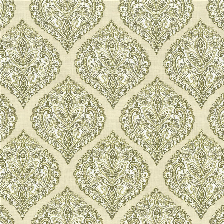 Copa Damask Moss  by Kasmir Designer Fabric 5065 55% Linen
45% Rayon
 CHINA 15,000 Wyzenbeek Double Rubs Horizontal: 14 3/8 inches and Vertical: 14 5/8 inches 54  - Swanky Fabrics -