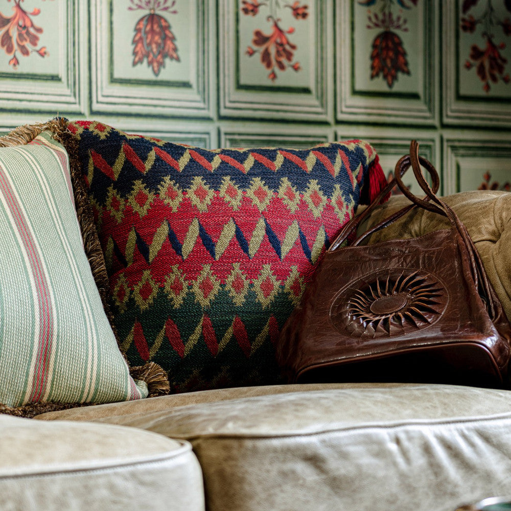 Mind The Gap Pillows CORTINA Cushion (LC40190) | LC40190 | TYROL APRES-SKI HOME COLLECTION | 20 x 20 in | Blue, Green, Red, Yellow | Fabric Carolina | https://www.fabriccarolina.com/
