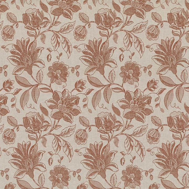 Coventry Floral Paprika  by Kasmir Designer Fabric 5070 82% Polyester
18% Cotton
 INDIA 13,000 Martindale Cycles Horizontal: 13 4/8 inches and Vertical: 19 4/8 inches 54  - Swanky Fabrics -