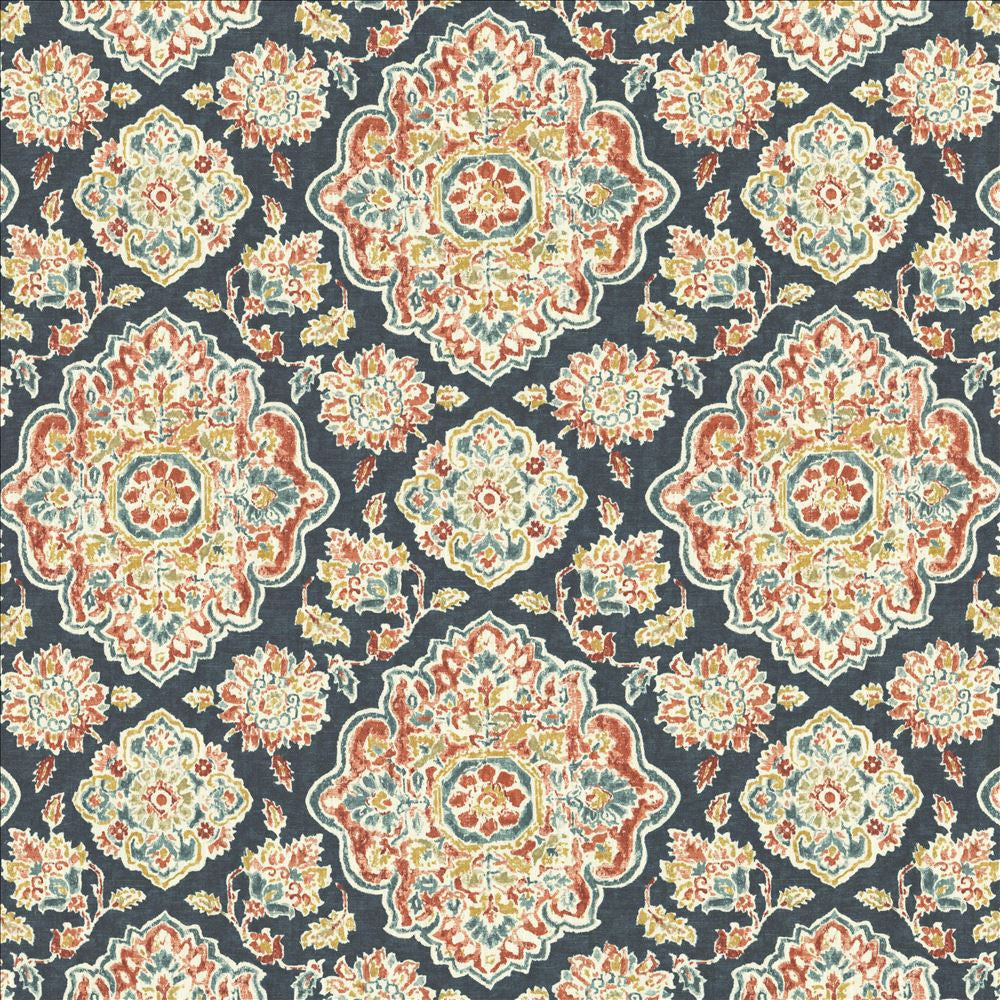 Cowan Court Blue by Kasmir Designer Fabric 1458 70% Viscose
30% Linen
 SPAIN 30,000 Wyzenbeek Double Rubs </p><p>Repeat: Horizontal: 27 inches and Vertical: 27 inches 54 - Swanky Fabrics -